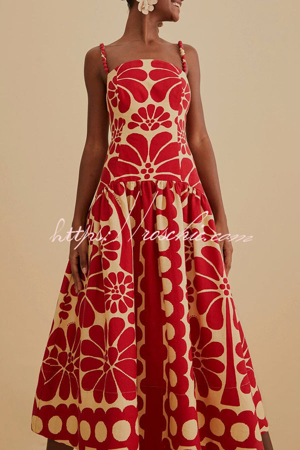 Vivid Dreams Unique Print Slip Midi Dress