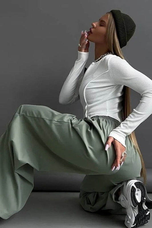 Loose Drawstring Waist Cargo Pant
