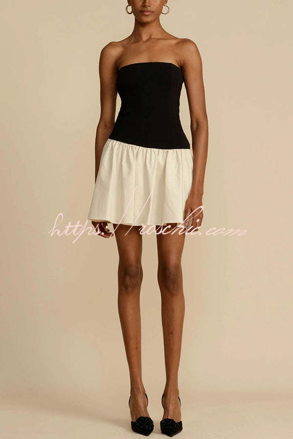 And Sweet Off Shoulder Patchwork Stretch Mini Dress