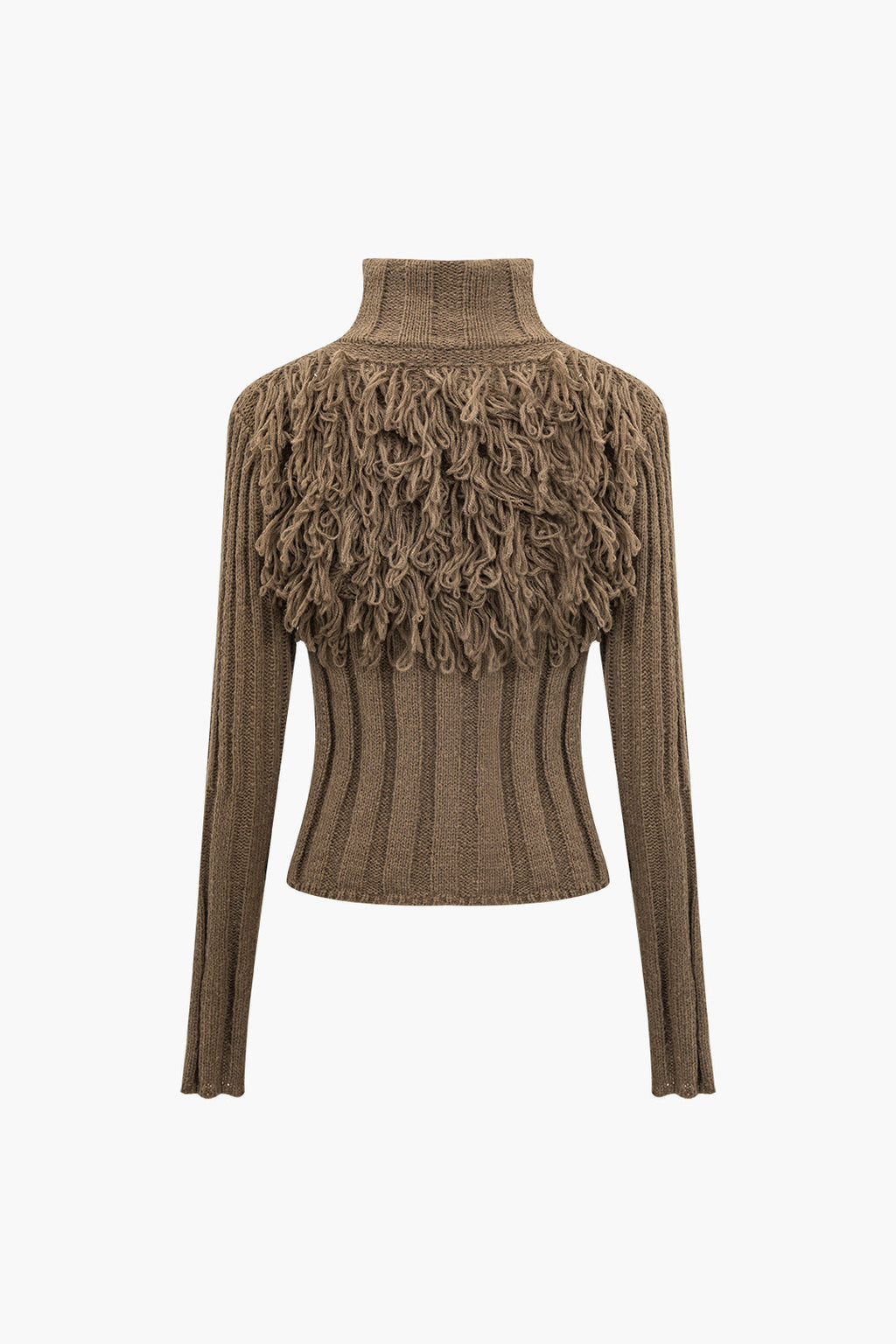 Sweater Fringe Zipper Long-sleeve Top