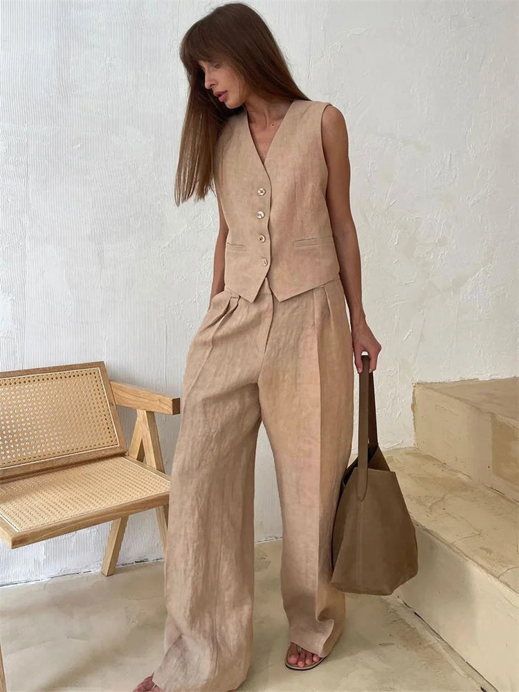 2 Piece-set Wide Leg Trousers Patchwork High Waist Straight Legg Outfits Vestidos ’s Pants Sets