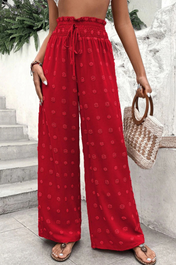 High Waist Jacquard Wide Leg Pants Trousers