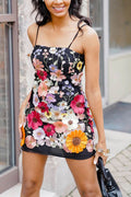 Dream World Applique Adjustable Straps Mini Dress