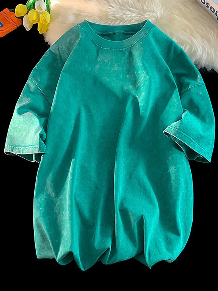 100% Combed Cotton T-shirt Acid Washed T Shirt for T-shirt Y2k Top Tee ’s Clothing