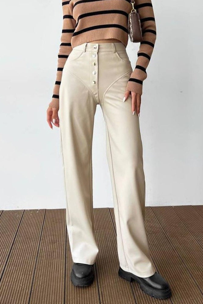 Leather Patchwork Pants