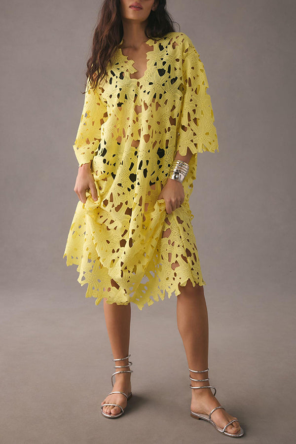 I Belong Here Eyelet Lace Cover Up Beach Midi Dress