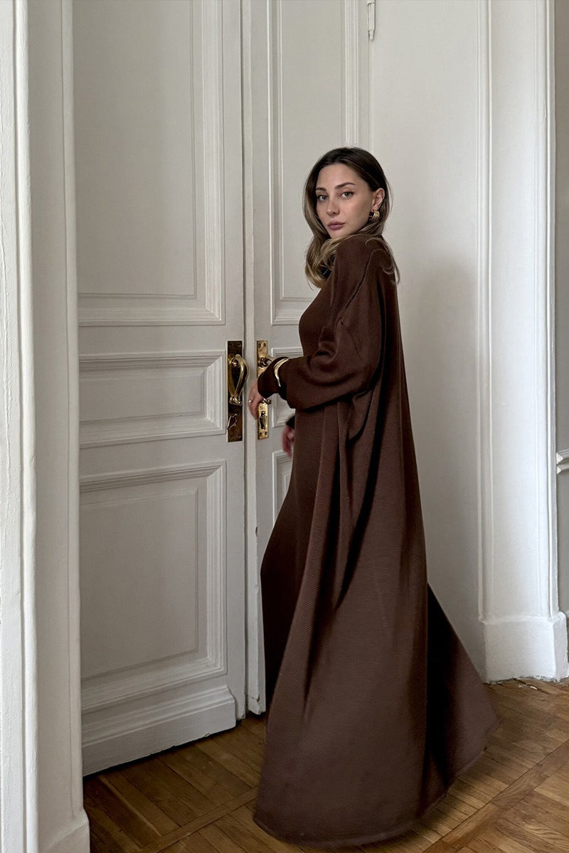 Soft Knit Cutout Tank Dress Long Sleeve Cardigan Two Piece Set