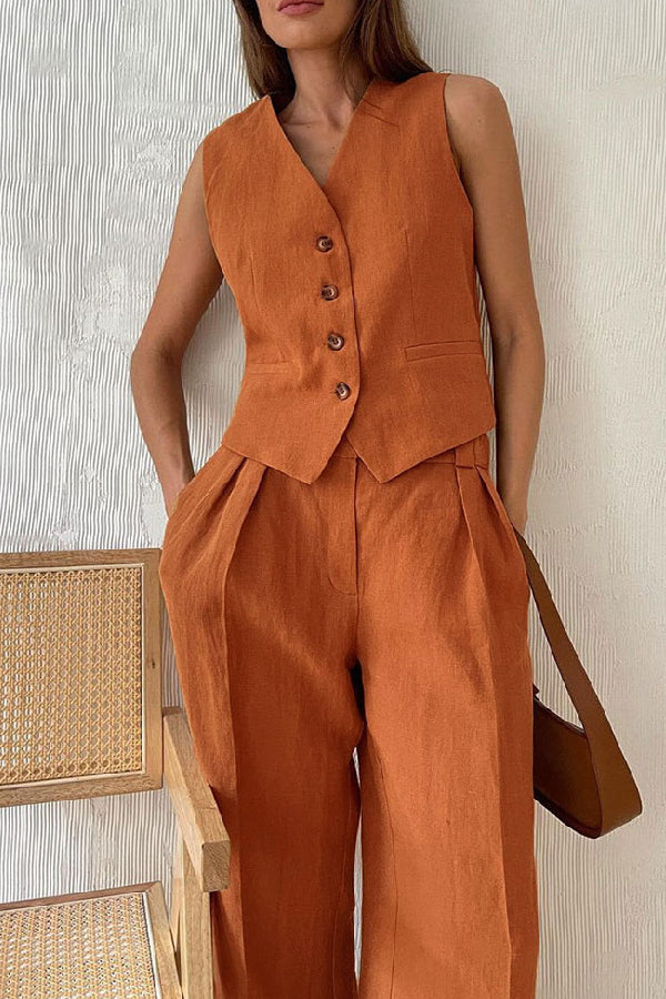 Sleeveless Vest Low Waist Pants Two Piece Set