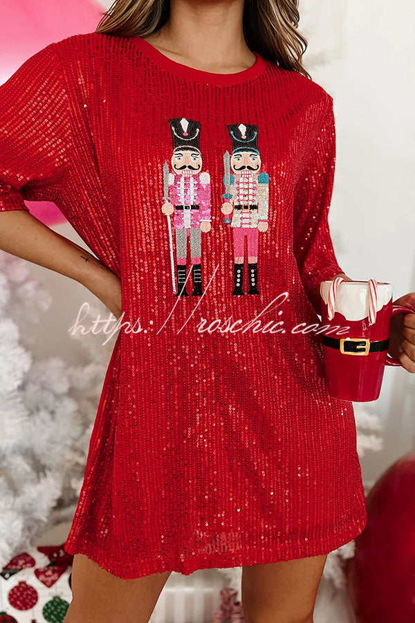 Nutcrackers for the Holidays Sequin Nutcracker T-shirt Mini Dress
