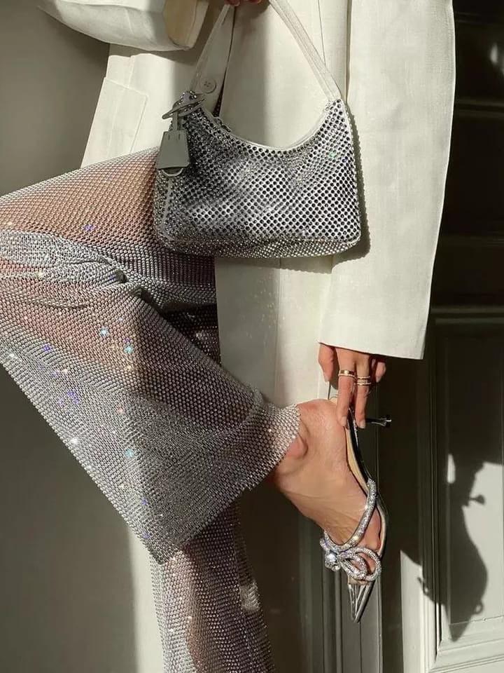 Sequins Rhinestone Diamond Studded Pants