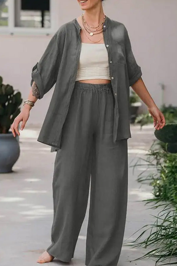 Loose Color Shirt Pants Set