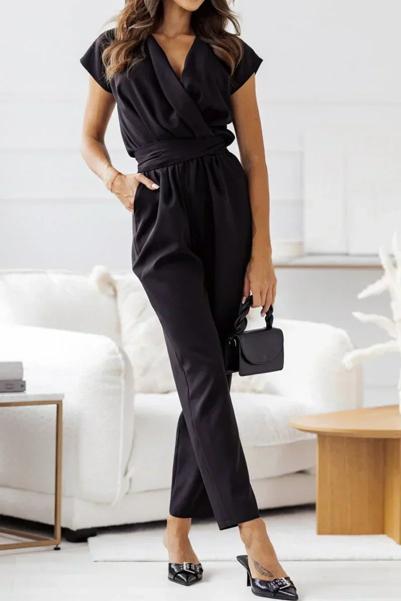 Sable | Short Sleeve V-neck Jumpsuit