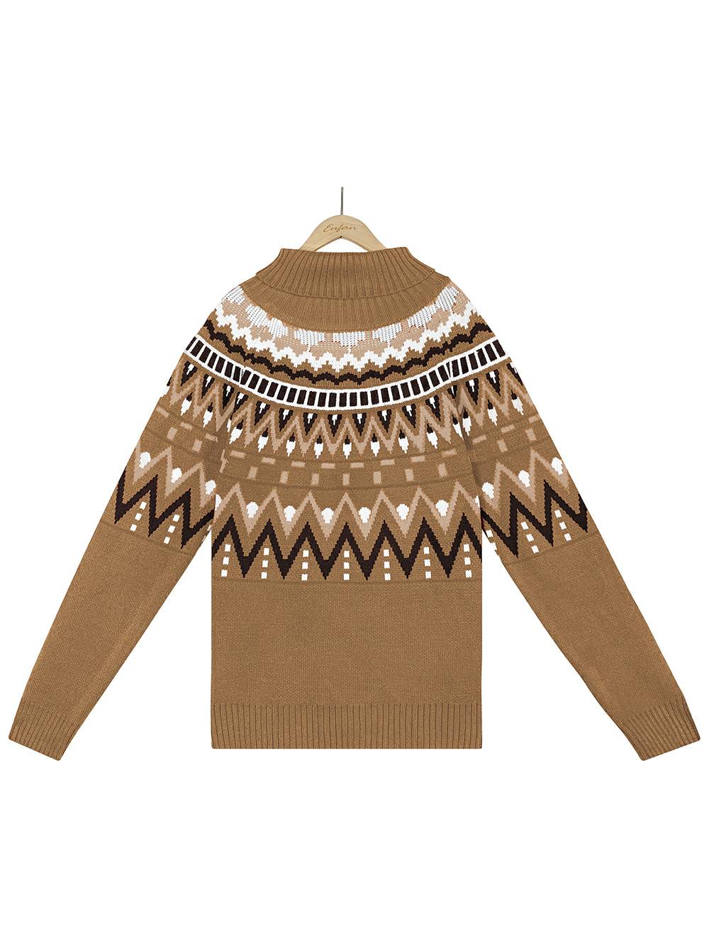 Striped Color Block Turtleneck Sweater