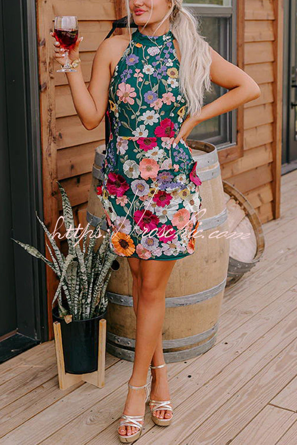 Wish Upon a Dream Applique Halter Mini Dress