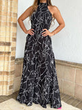 Printed Halter Wide-leg Pants Jumpsuits