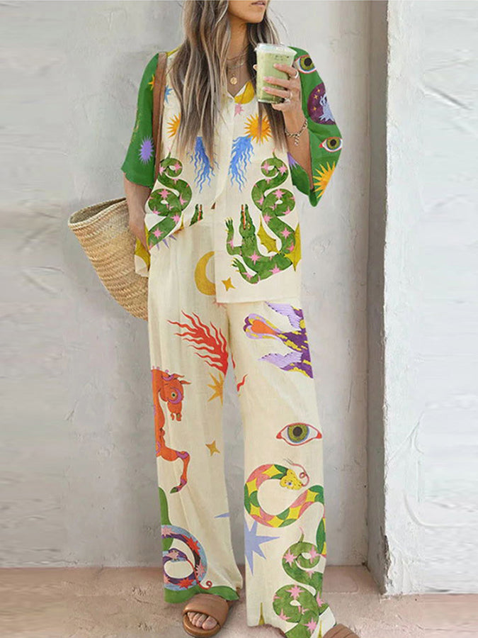 Artistic Abstract Print Two-piece Set