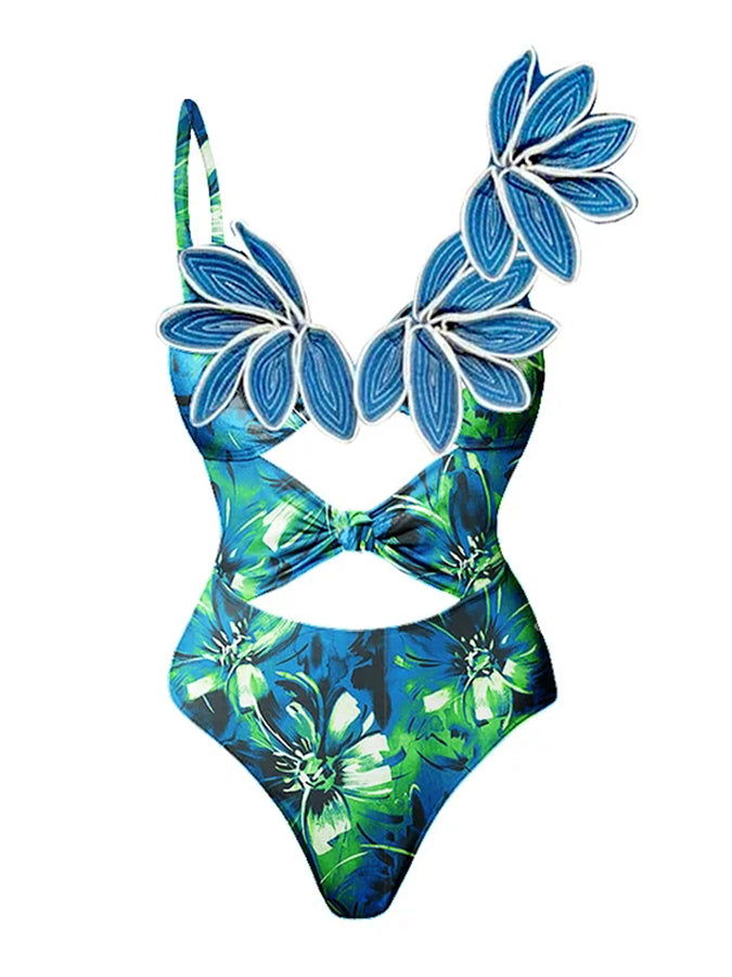 3d Flower One Piece Swimsuit and Skirt