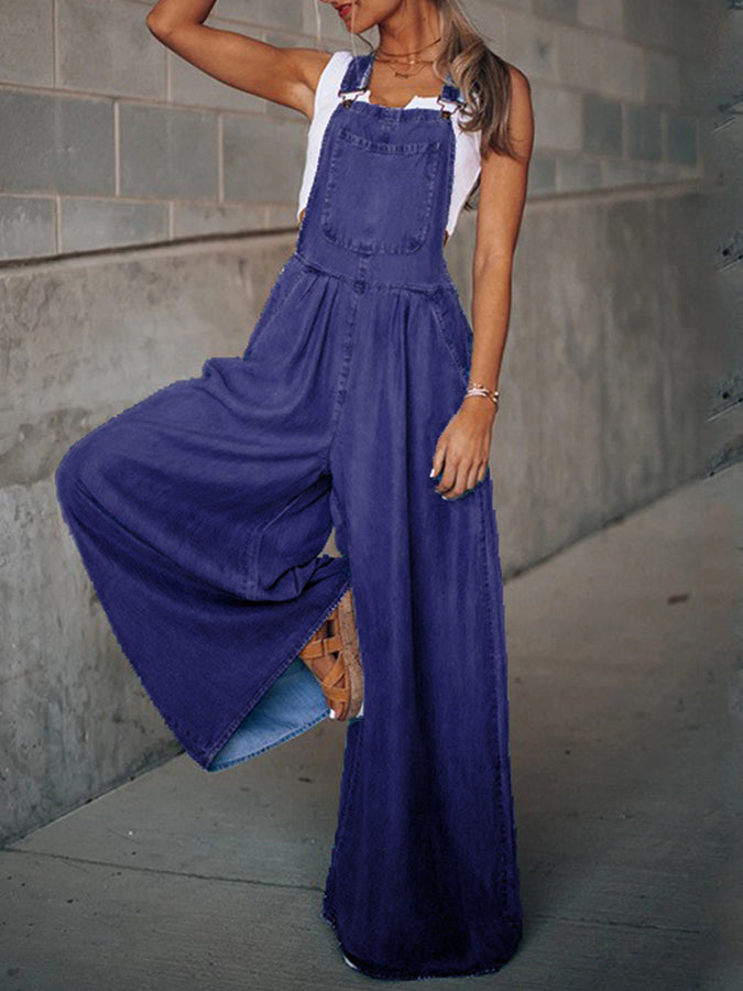 Denim Wide-leg Pants Jumpsuits