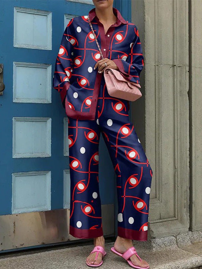 Printed Long Sleeves Shirt and Pants Sets