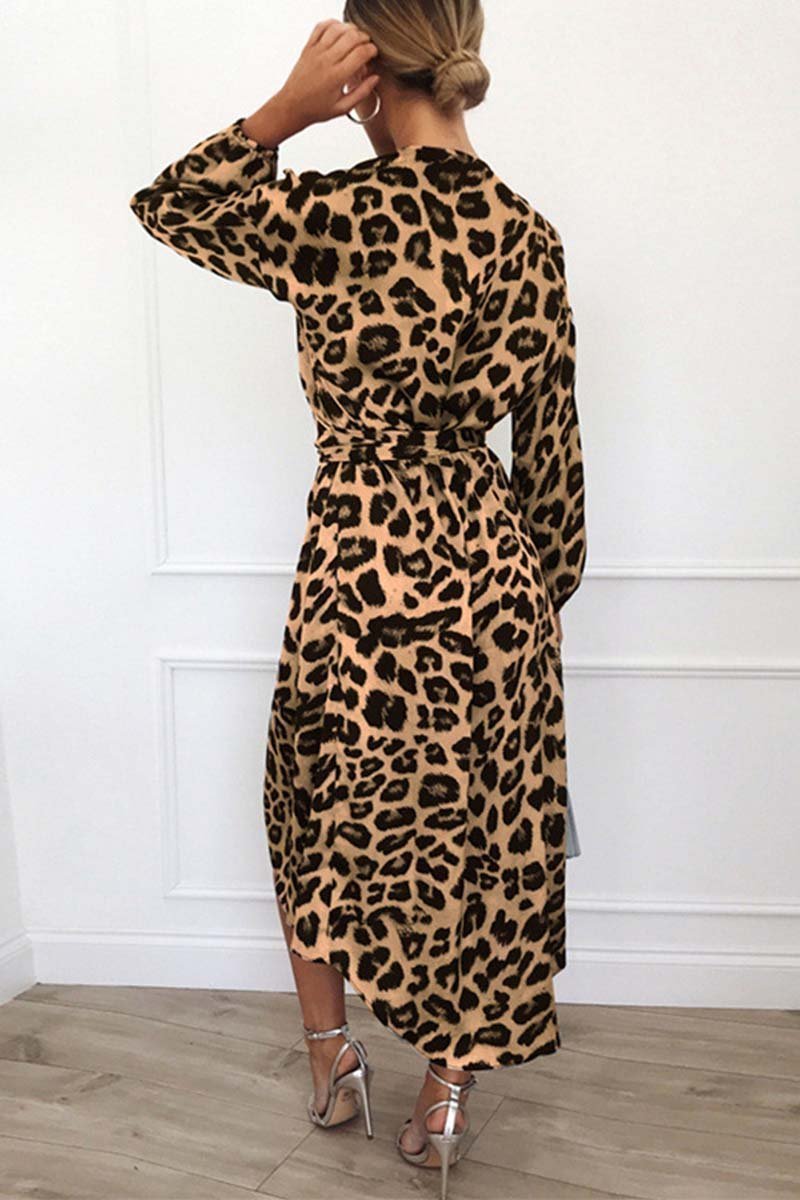 V Neck Leopard Dress(4 Colors)