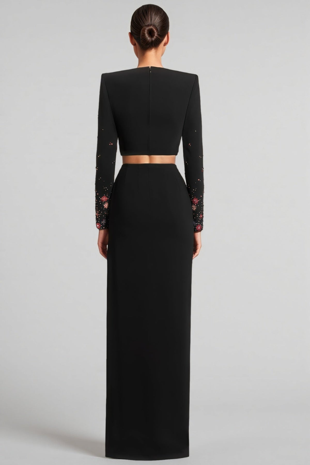 Keirt Black Rhinestone Stud Maxi Dress Set