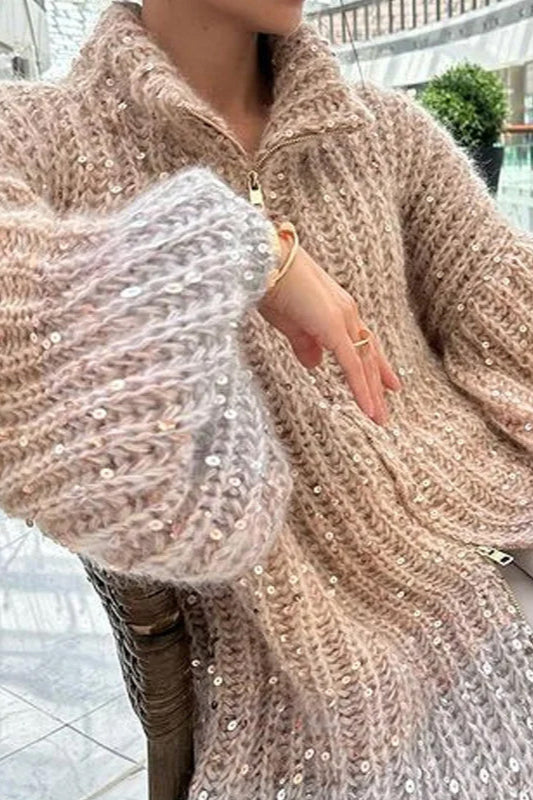 Chanel-style Sequin Knit Cardigan