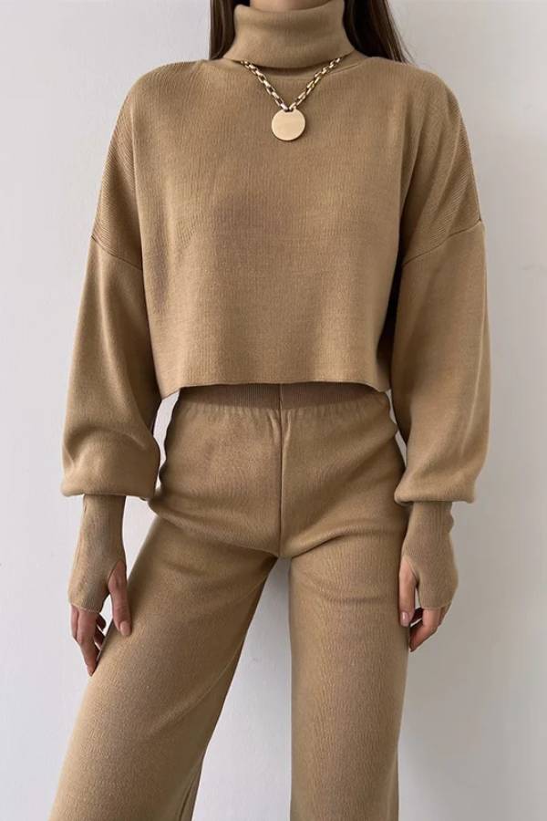 Loose-fitting Long-sleeves Top and Pants Two-piece Set