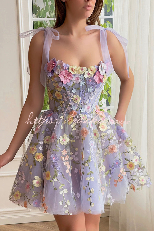 Lavender Lace Up High Waisted Back Zip Mini Dress