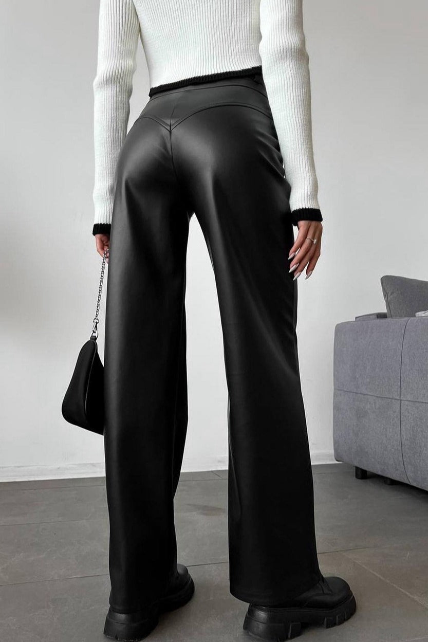 Leather Patchwork Pants