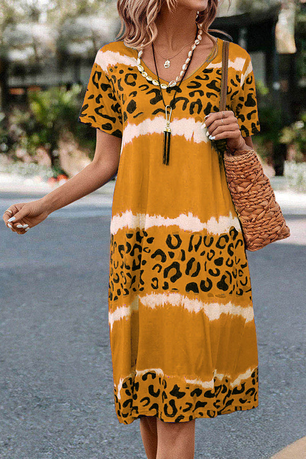 Gradient Leopard Print Midi Dress