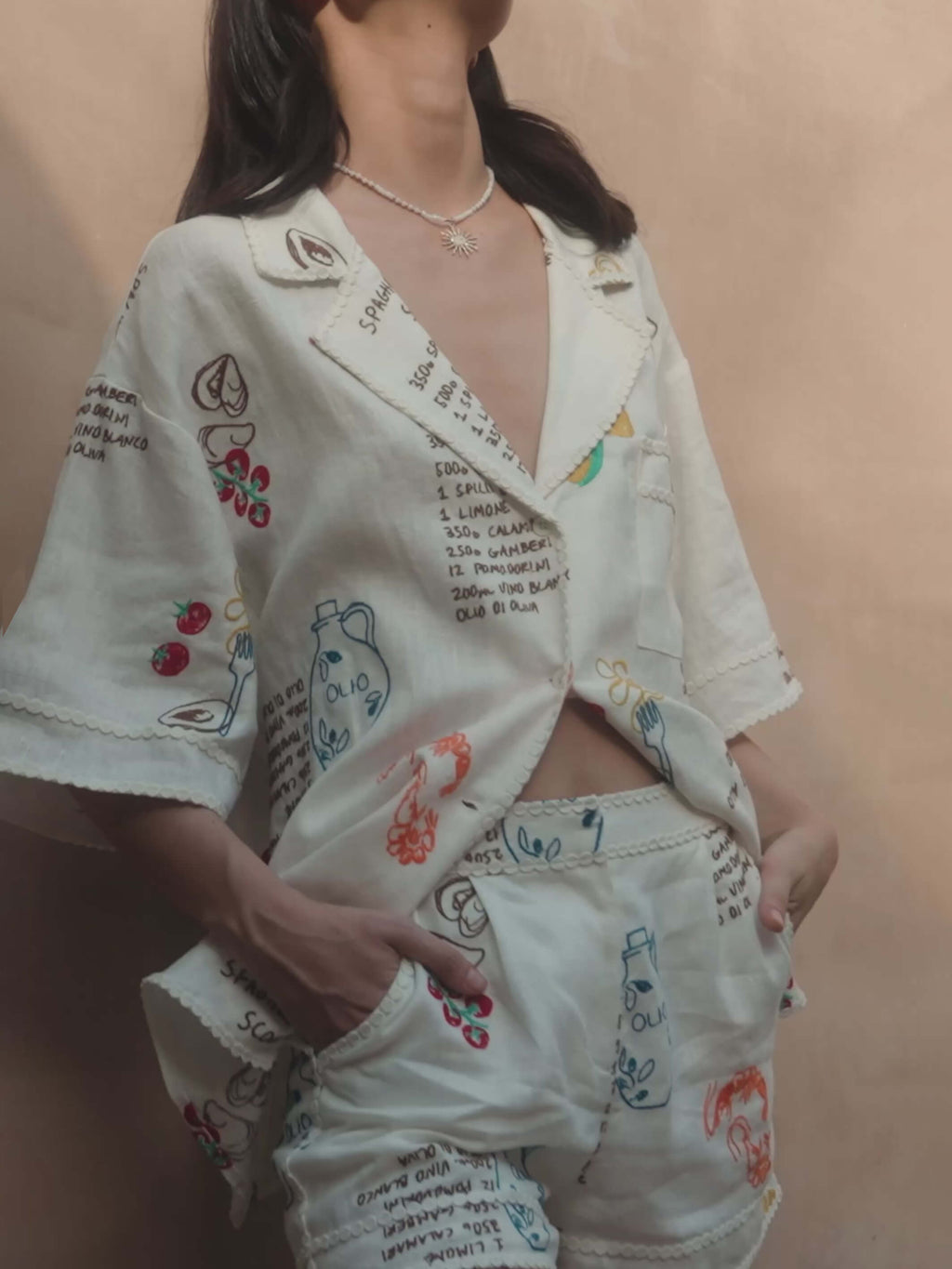 Unique Print Loose Shorts Two-piece Set