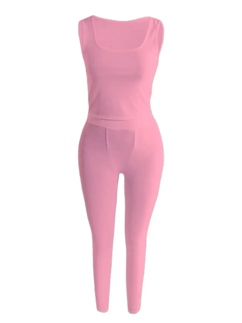 Tracksuit Round Neck Letter Print Short Sleeve Top Outfits Fitness Two Pieces Pants Set