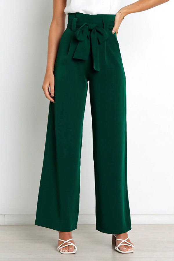 All-match Wide-leg Pants Tie-up Bow Trousers