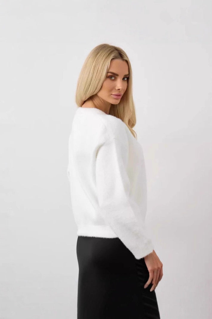 White Button Front Cardigan