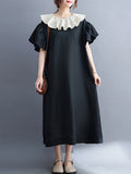 Original Falbala Contrast Color Midi Dress