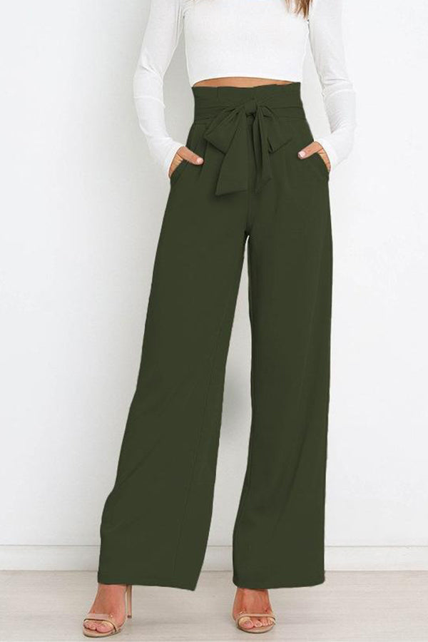 All-match Wide-leg Pants Tie-up Bow Trousers