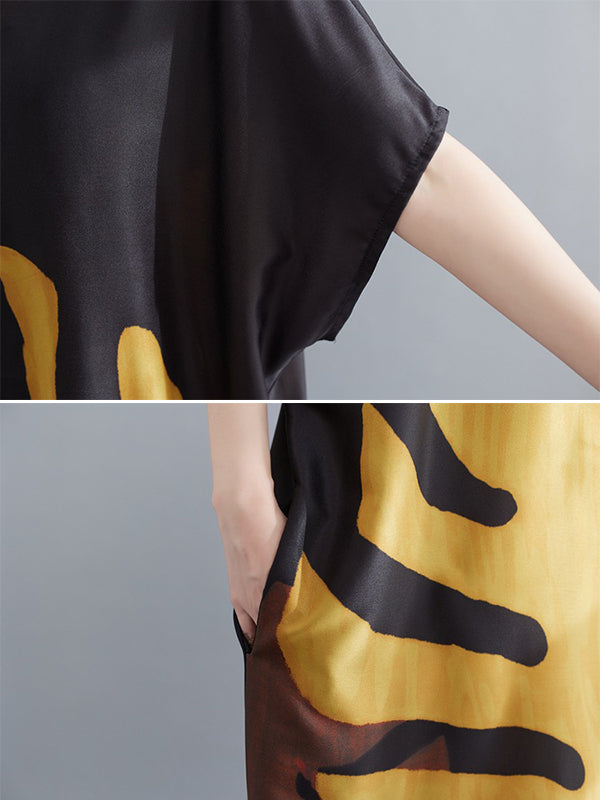 Loose Leaf Printed Midi Dress