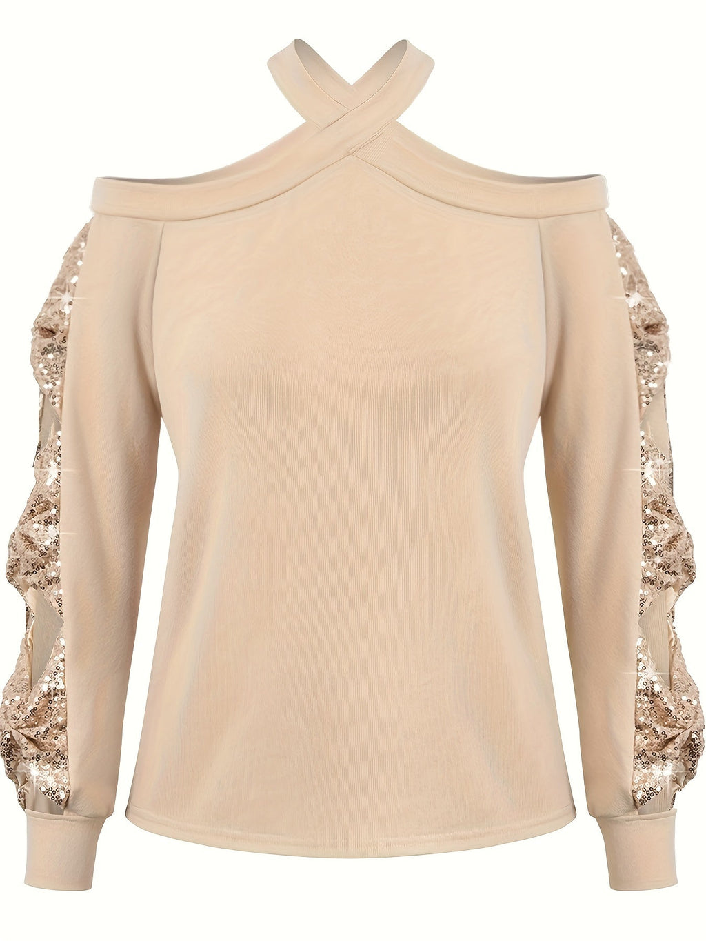 Cold Shoulder Halter Neck Sweatshirt Fb6012