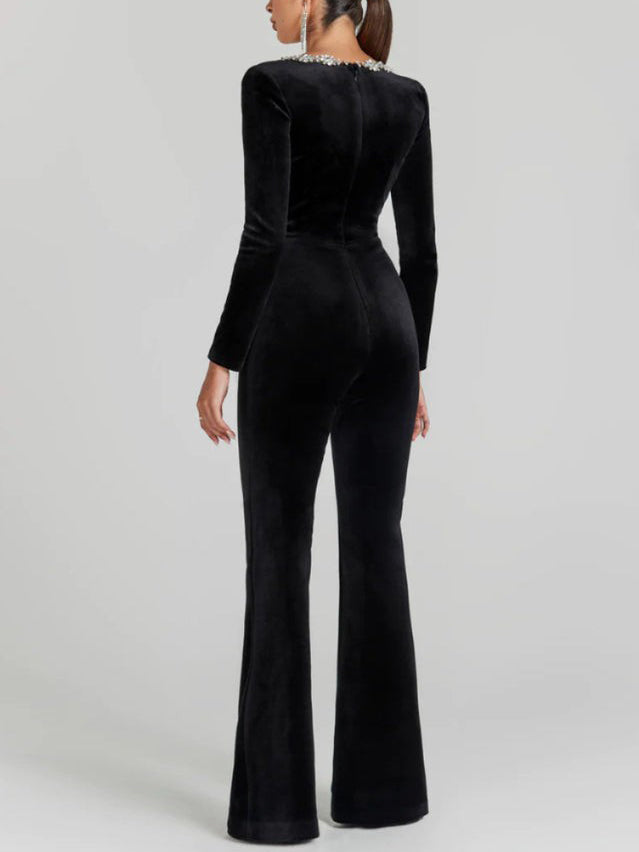 Crystal Embellished Flared Jumpsuit