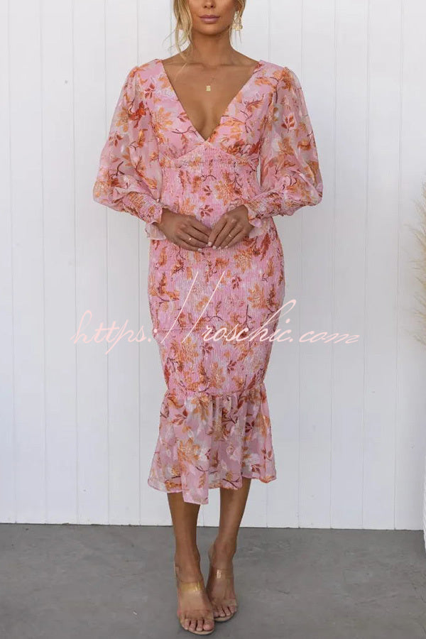 Garden Gathering Smocked Waist Midi Dress