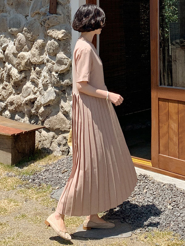 Urban Ruffled Split-joint High Waisted Short Sleeves Midi Dress