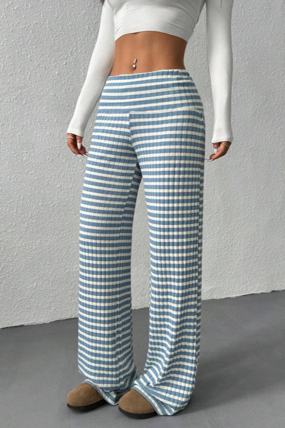 Stripe Knit Straight Leg Pants