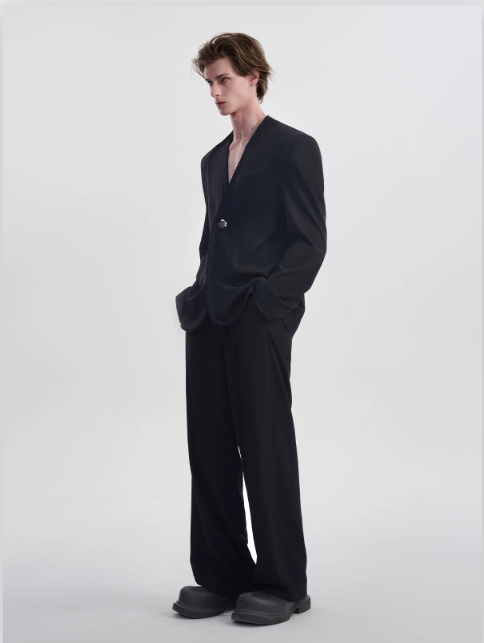 Sophisticated One-metallic Button Blazer & Pants & Shorts Set