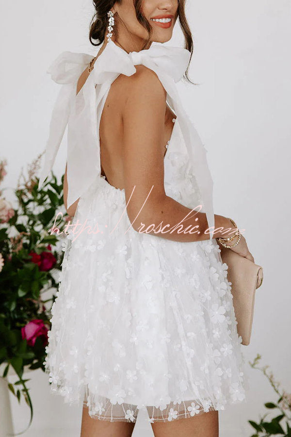 Blooming Love Applique Tulle Organza Mini Dress