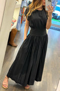 Make a List Elastic Waist Pocketed Relaxed Midi Dress