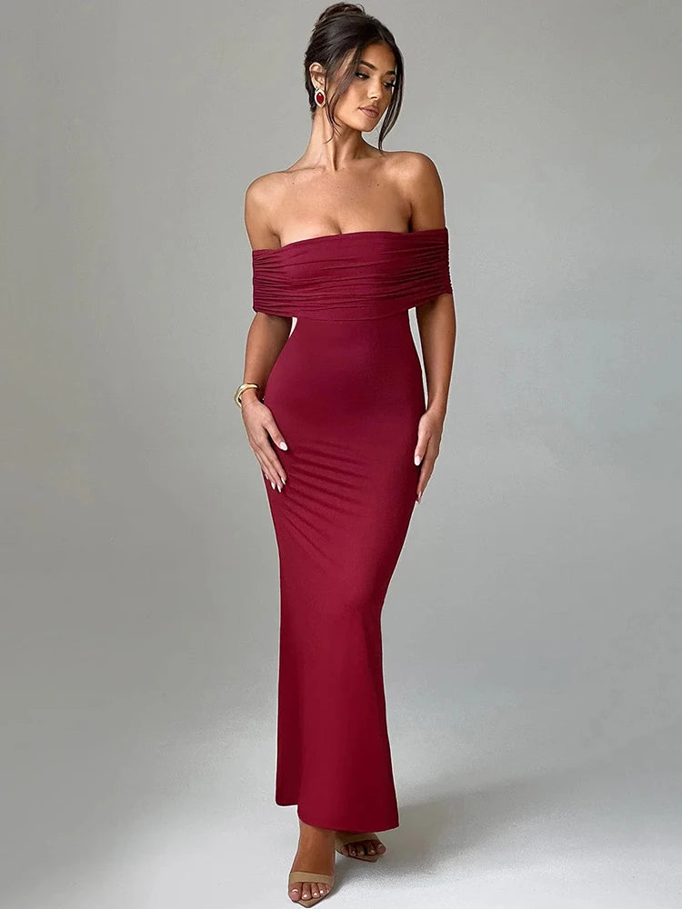Strapless Backless Maxi Dress for Black Off-shoulder Sleeveless Bodycon Club Party Long Dress