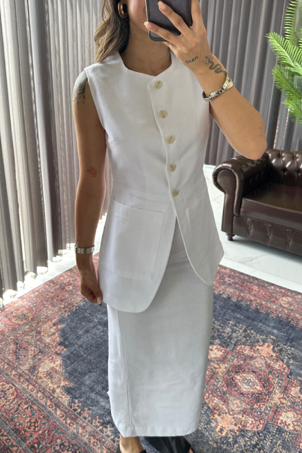 Stylish and Cotton and Linen Two-piece Set