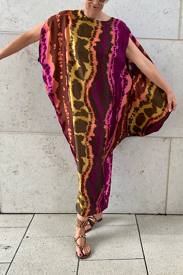 From Beach to Dinner Printed Kimono Drape Loose Midi Dress