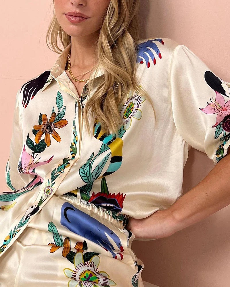 Flower Jungle Print Two-piece Set