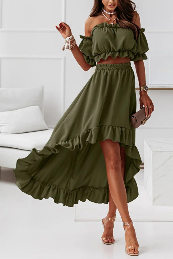 Off the Shoulder Midi Dress Suit